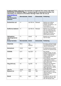 Kvalitet på Flästa vattenverk. Normalvärden på utgående från verket