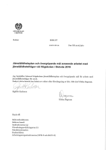 Rektor BESLUT 2016-06-21 Dnr HS 2016/560 Jamställdhetsplan