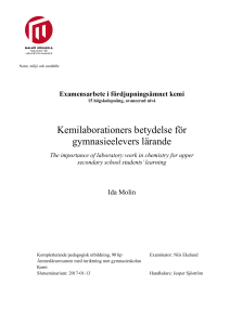 Kemilaborationers betydelse för gymnasieelevers lärande