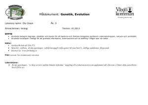 måldokument genetik vt13, matris, centralt innehåll