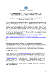 handlingsplan för likabehandling vid psykologiska institutionen