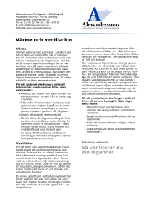 Värme och ventilation Så ventilerar du din lägenhet