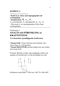 ANALYS och FÖRENKLING av KRAFTSYSTEM