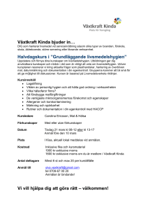 Kurs Livsmedelshygien inbjudan boenden offentligt