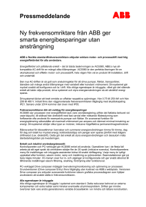 Ny frekvensomriktare från ABB ger smarta energibesparingar utan