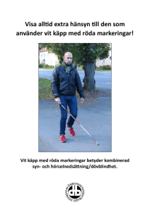 Visa alltid extra hänsyn till den som använder vit käpp med röda