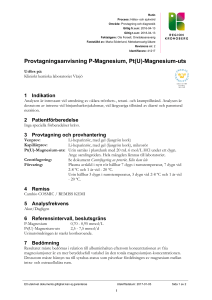 Provtagningsanvisning P-Magnesium, Pt(U)-Magnesium-uts