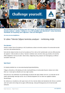 Vi söker Teknisk Säljare kemiska analyser