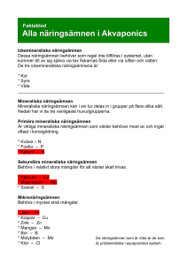 Alla näringsämnen i Akvaponics