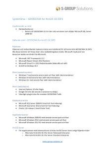 Systemkrav – GEOSECMA for ArcGIS 10.3SP3