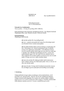 Yttrande över betänkandet Värna språken