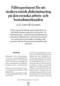Fältexperiment för att studera etnisk diskriminering på den svenska