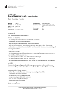 Grundläggande kemi, 6 högskolepoäng