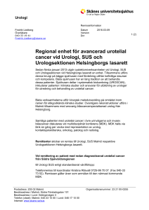 Regional enhet för avancerad urotelial cancer vid