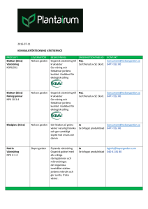 2016-07-11 KEMIKALIEFÖRTECKNING VÄXTSERVICE PRODUKT