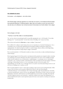 Föreläsning den 21 januari 2015, Cemus, Uppsala Universitet Vår
