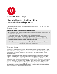 Budget 2014 - Vänsterpartiet Lidingö