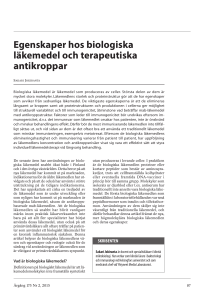 Egenskaper hos biologiska läkemedel och terapeutiska antikroppar