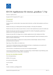 KTH | ID1354 Applikationer för internet, grundkurs 7,5 hp