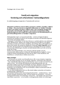 Familj och migration forskning och erfarenheter i behandligsarbete