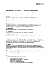 Bolagsordning för Paynova AB (publ) org nr 556584-5889