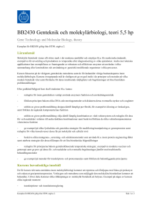 KTH | BB2430 Genteknik och molekylärbiologi, teori 5,5 hp