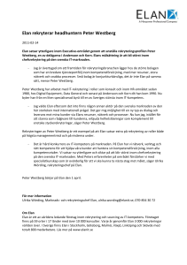 Elan rekryterar headhuntern Peter Westberg
