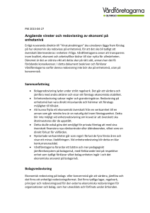 Angående vinster och redovisning av ekonomi på enhetsnivå