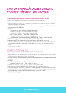 SVAR OM EXEMPELLÄKEMEDLEN ONTBORT, NYSSTOPP