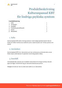 Produktbeskrivning Kulturanpassad KBT för lindriga psykiska symtom