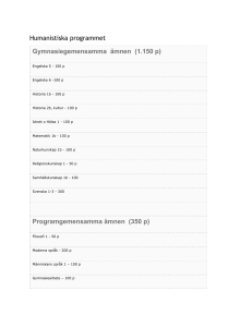 Humanistiska programmet Gymnasiegemensamma ämnen (1.150 p