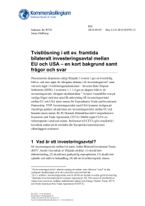 Tvistlösning i ett ev. framtida bilateralt investeringsavtal mellan EU