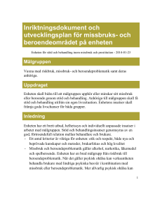 Inriktningsdokument och utvecklingsplan för missbruks