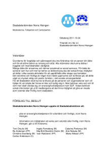 Volontärer FÖRSLAG TILL BESLUT