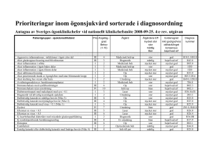 Prioriteringar inom ögonsjukvård sorterade i diagnosordning