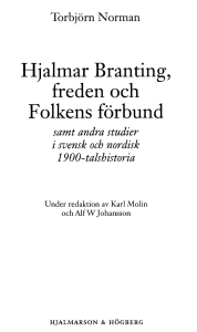 Hjalmar Branting, freden och Folkens förbund