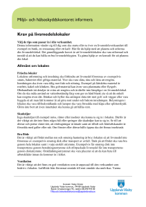 Miljö- och hälsoskyddskontoret informera Krav på livsmedelslokaler