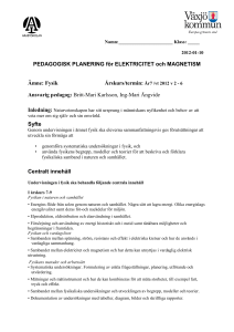 PEDAGOGISK PLANERING för ELEKTRICITET och