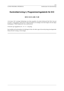 Kontrollskrivning 2, Programmeringsteknik för D/C