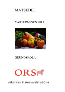MATSEDEL VÅRTERMINEN 2013 GRUNDSKOLA Välkommen till