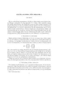LINJÄR ALGEBRA FÖR MEKANIK 1 Här är en - Ping-Pong