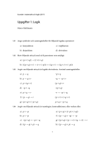 Uppgifter 1: Logik