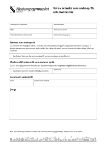 Val av svenska som andraspråk och modersmål, gymnasiet