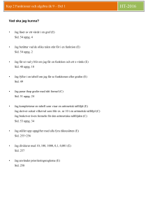 Kap 2 Funktioner och algebra åk 9 * Del 1