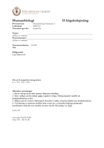Humanbiologi 15 högskolepoäng