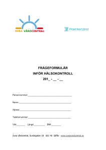 Frågeformulär inför hälsokontroll