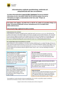 Informationsbrev angående specialkostintyg medicinska och etiska