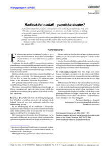 31. Radioaktivt nedfall – genetiska skador?