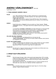 ANDRA VÄRLDSKRIGET -krigsförloppet i korthet