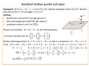 Avstånd mellan punkt och plan